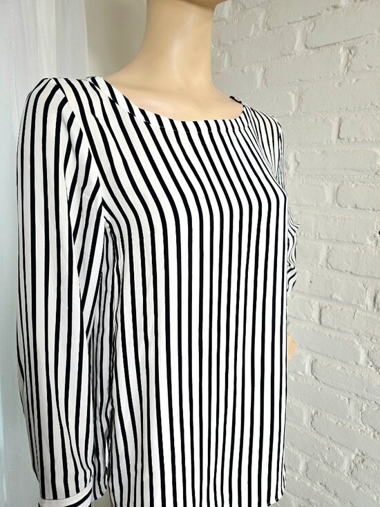 Banana Republic Tops - NWT Banana Republic Black White Stripe Boat Neck Blouse Size M Workwear Tunic